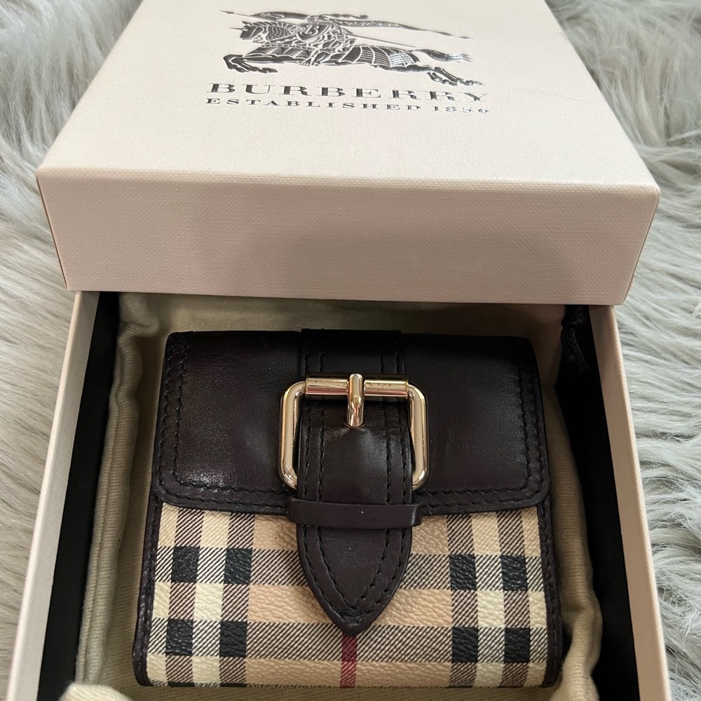 Burberry Gold Coated Canvas Printed Wallet (Used)